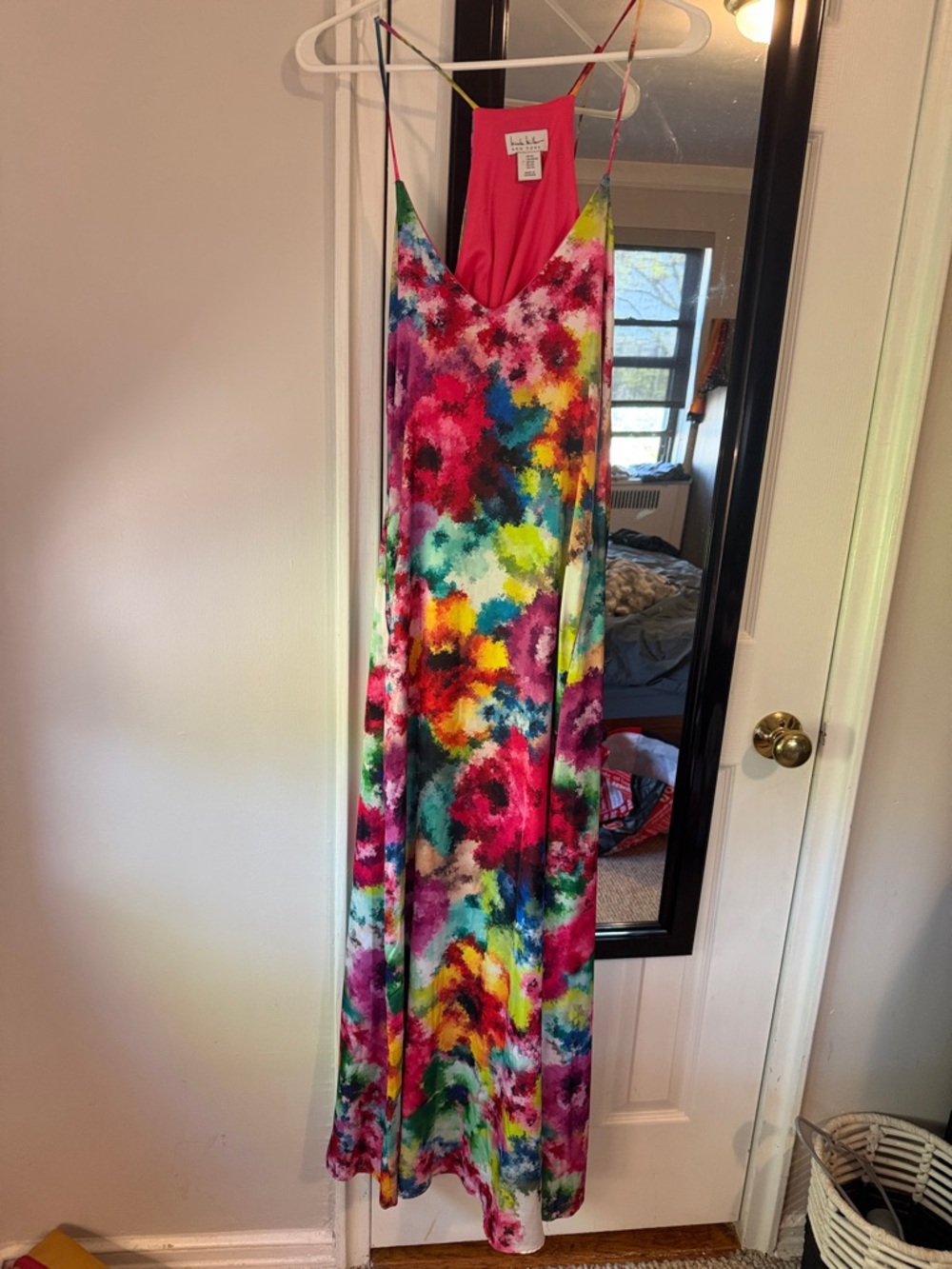 Nicole Miller Multicolor Floral Slip Maxi Dress - Bright Pink watercolor